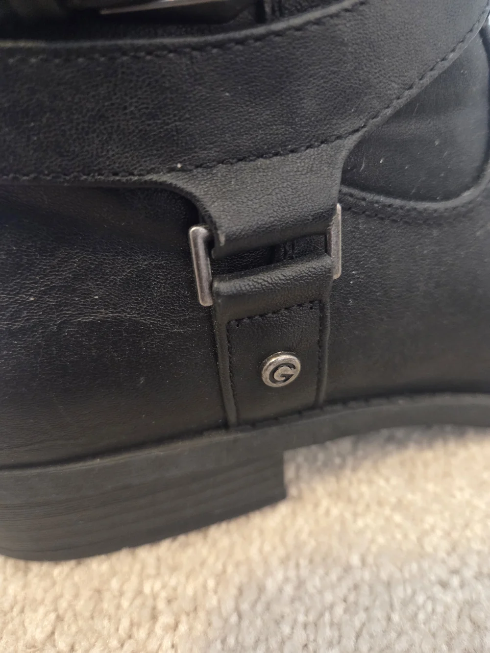 G by Guess Black Tall Riding Boots with Side Zip & Buckle Accents